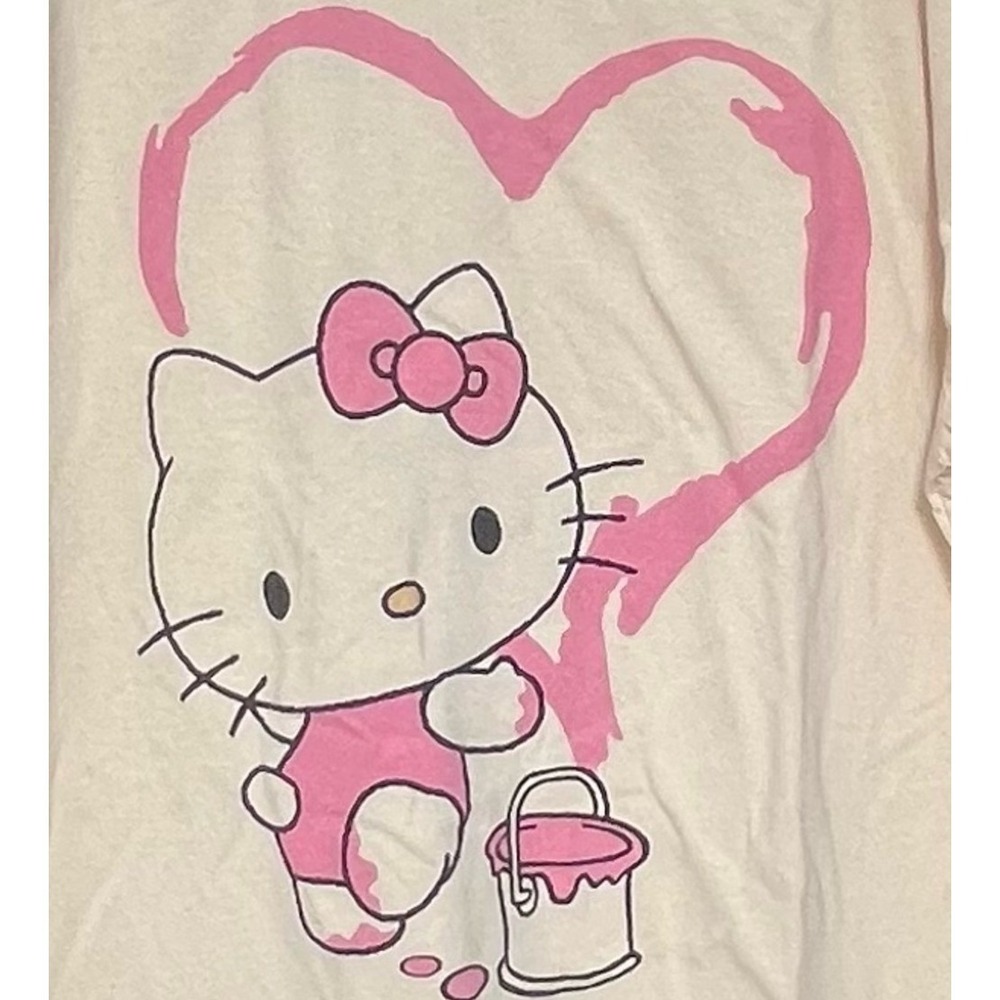Sanrio Hello Kitty Short Sleeve Crewneck T Shirt Large Beige NWT Unisex Novelty - Picture 2 of 8